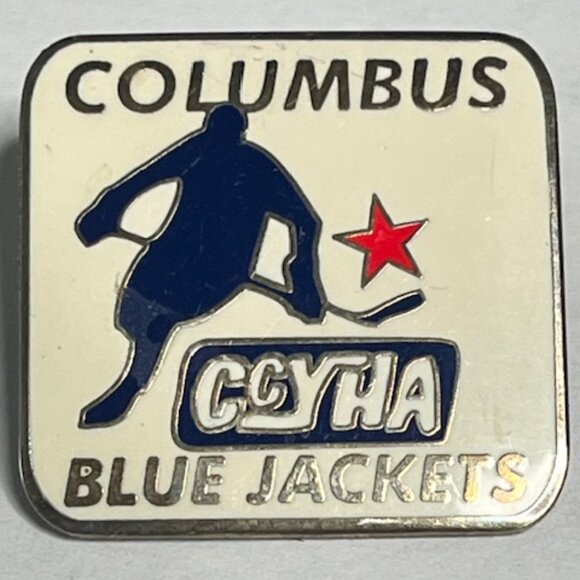 Columbus CCYHA Blue Jackets Youth Hockey Ohio Lapel Hat Vest Jacket Pin 1" - Picture 2 of 7